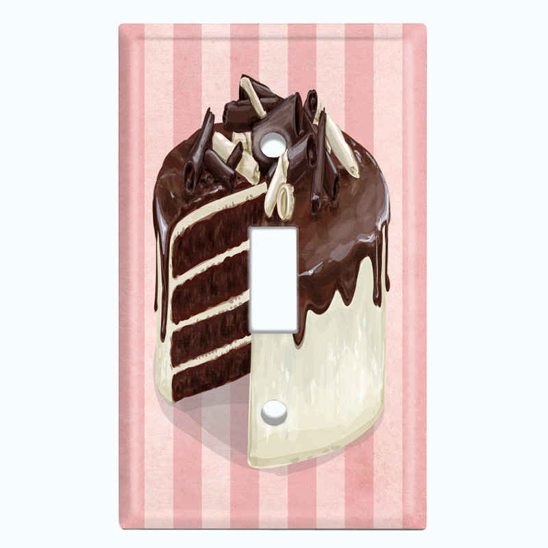 Metal Light Switch Plate Outlet Cover (Chocolate Layered Vanilla Cake Swirls - Single Toggle)