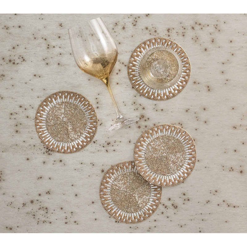 Palisade Coaster Set in a Gift Bag, Gold/Silver