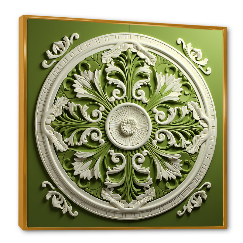 Renaissance Boho Mandala Revival I - Art mural abstrait, H 36 po x l 36 po x P 1,5 po, Cadre flottant doré