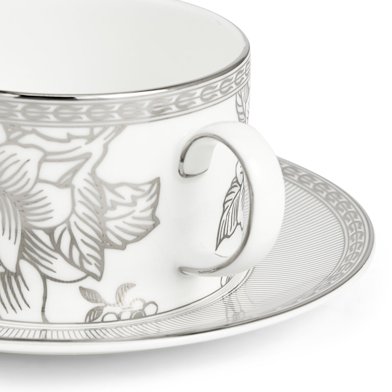 Wedgwood Silver Tonquin Teacup & Saucer 5.9floz