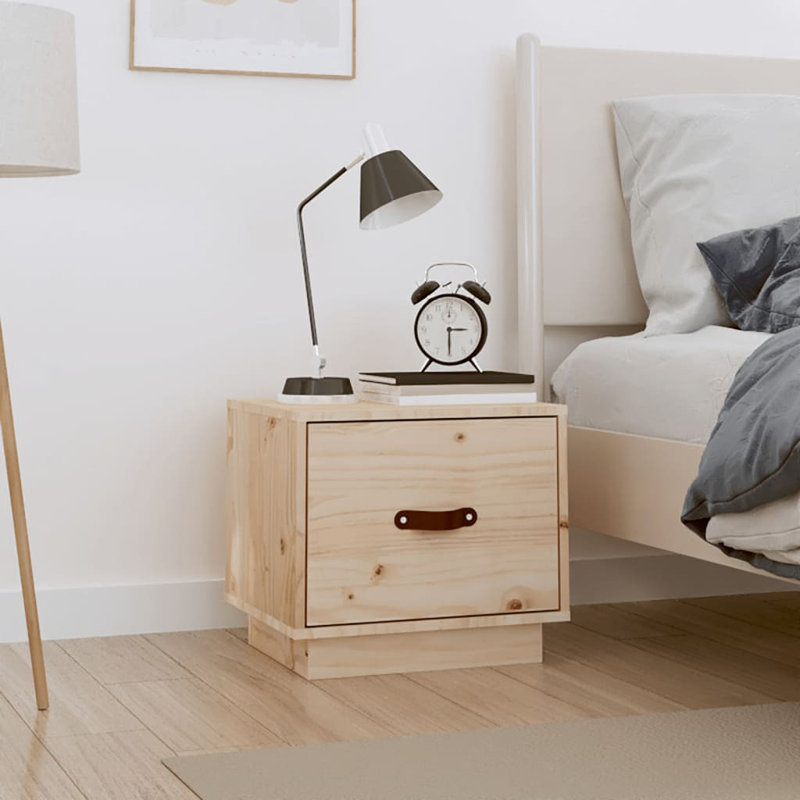 40cm W Solid Wood Bedside Table, Brown, Individual