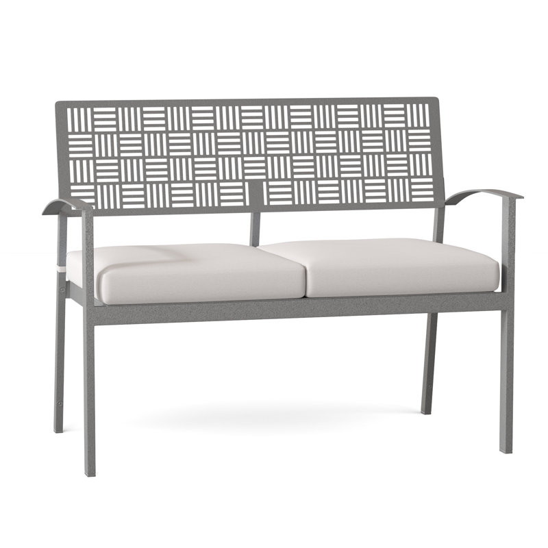 New Century Outdoor Bench, Pewter, Canvas Bird's Eye Sunbrella® Canvas