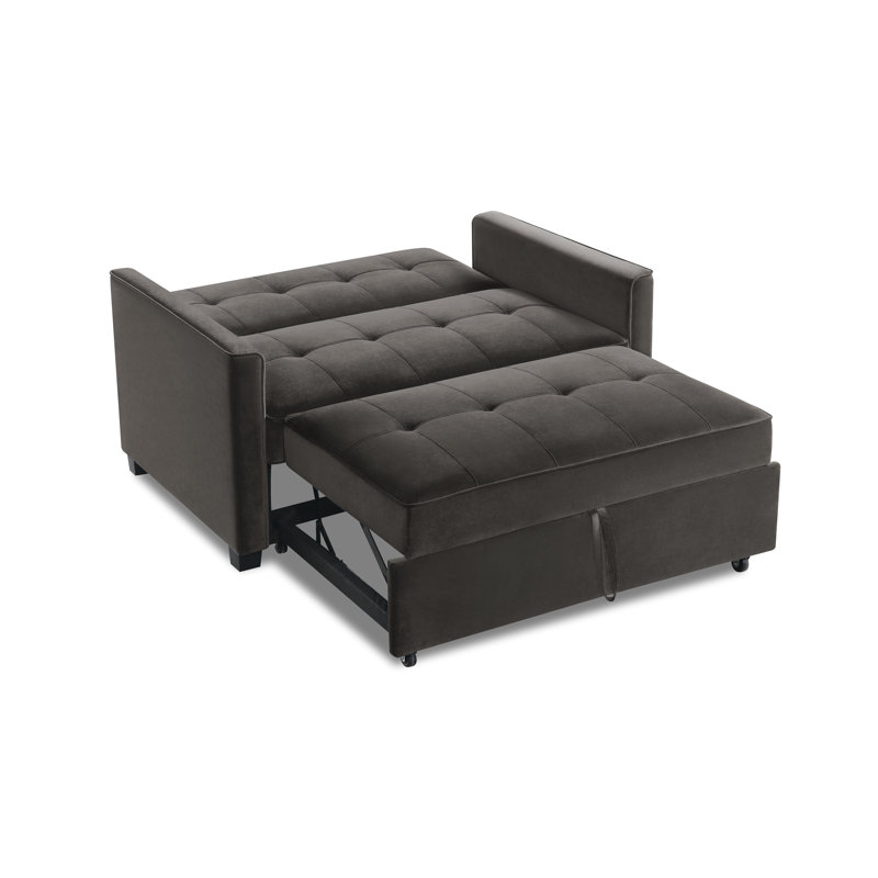 Thierry 2 Seater Sofa Bed, Mink Grey Velvet
