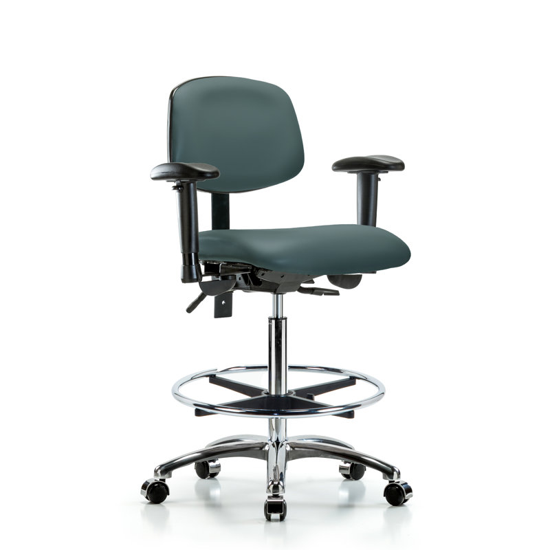 Anna Vinyl Drafting Chair, Casters, Colonial Blue, Not Included