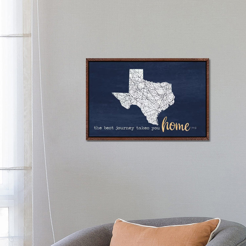 Best Journey - Texas by Marla Rae - Print on Canvas, Classic Brown Wood Floater Framed, 45.72cm H x 66.04cm W x 3.81cm D