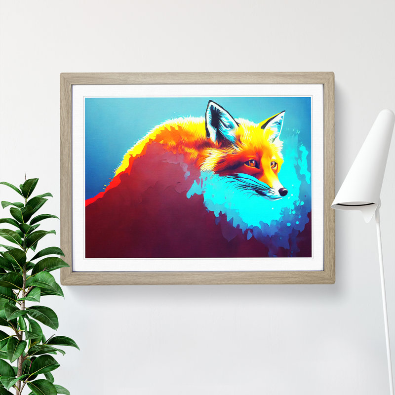 Fox Vol.4 - Single Picture Frame Painting, 46cm H x 64cm W x 2cm D, Oak