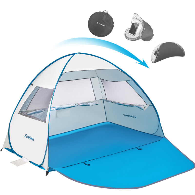 EchoSmile Blue 4-Person Nylon Dome Tent, White/Blue