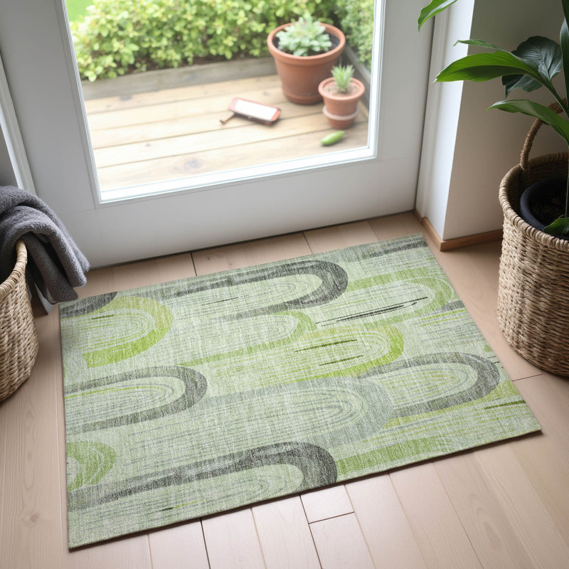 Tapis géométrique de qualité supérieure lavable à la machine Harjo AMF1588, Rectangle 1 pi 8 po x 2 pi 6 po