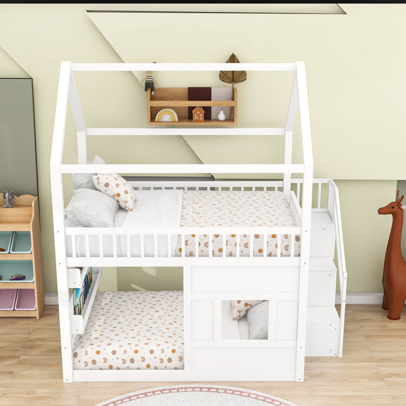 Lit maison avec éclairage à DEL intégré, Blanc