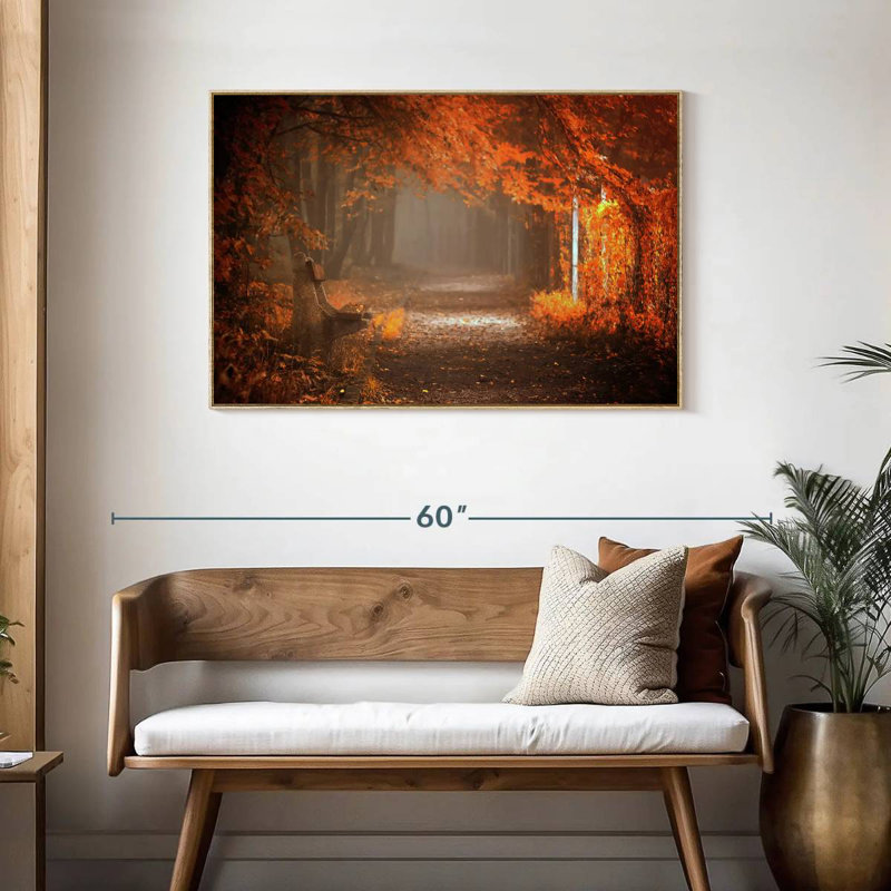 En attente de chute, Cadre flottant en bois naturel, 43 po x 29 po