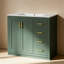 Ensemble de meuble-lavabo 36 po avec lavabo en céramique, armoire de rangement en bois massif, ensemble de meuble-lavabo autoportant avec 3 tiroirs et portes à fermeture douce-115720431