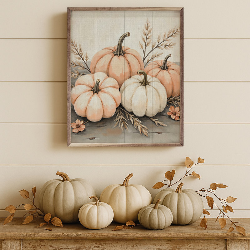 Pumpkins And Grass, 10" H x 8" W