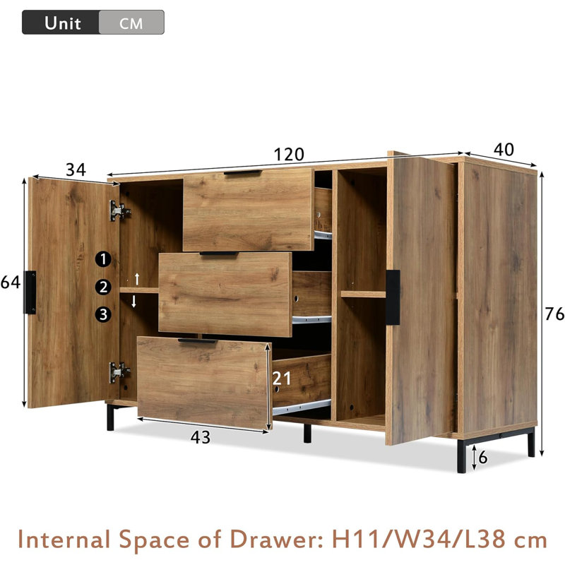 Readington 120cm Wide 3 Drawer