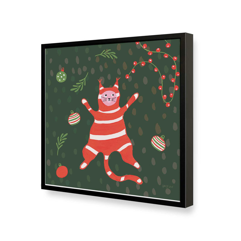 «Mischief Kitty Christmas II» par Yvette St. Amant, reproduction d'art, H 30 po x l 30 po, Noir