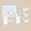 Dressing Table with HD Large Mirror, RGB Light, Glass Tabletop, Vanity Desk with Power Outlet, Vanity Table with 8 Drawers, Display Cabinet for Bedroom