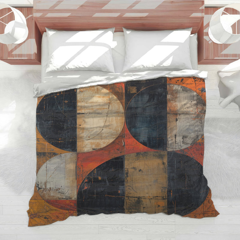 Circular Geometric Shapes Comforter, Queen
