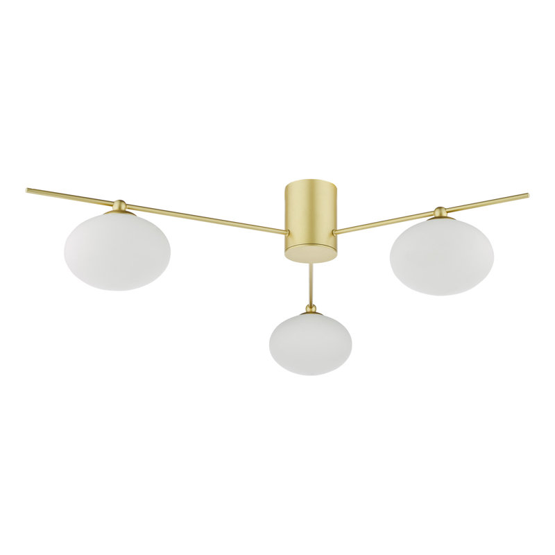 Rachata Glass Semi Flush Mount, Satin Gold