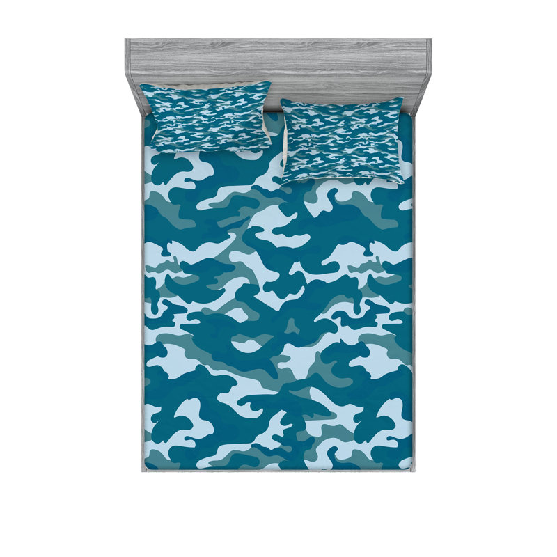 Ensemble de drap-housse et taies décoratives Ambesonne, bleu ardoise, bleu pâle