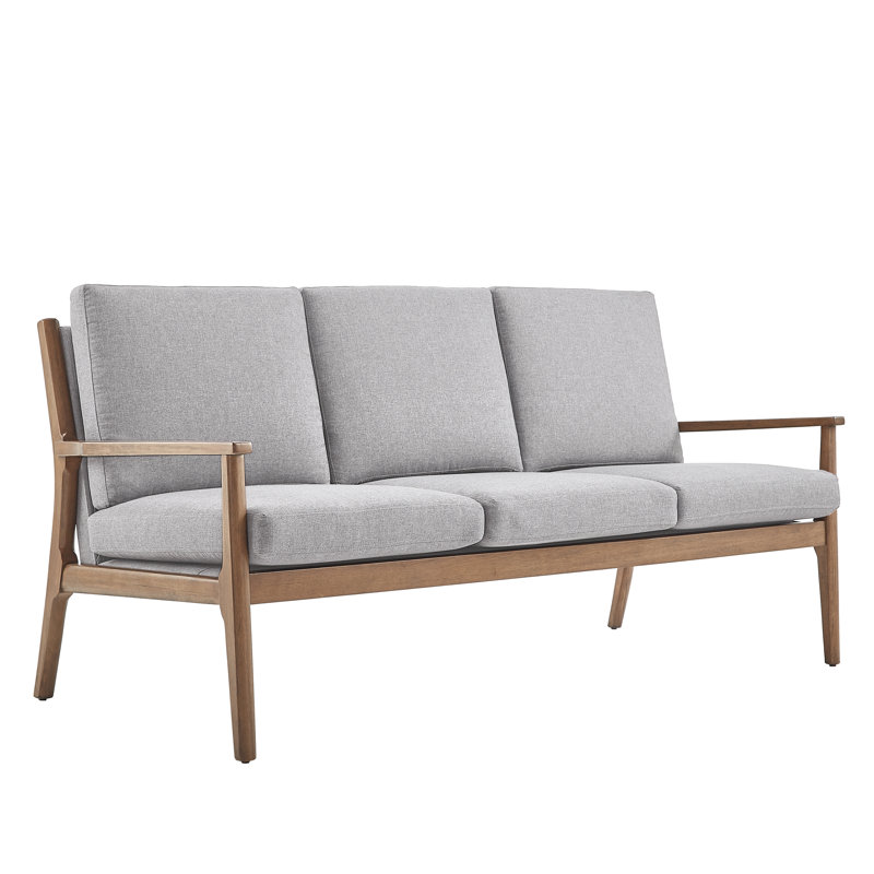Misbah 71'' Upholstered Sofa, Smoke Grey Linen, Walnut