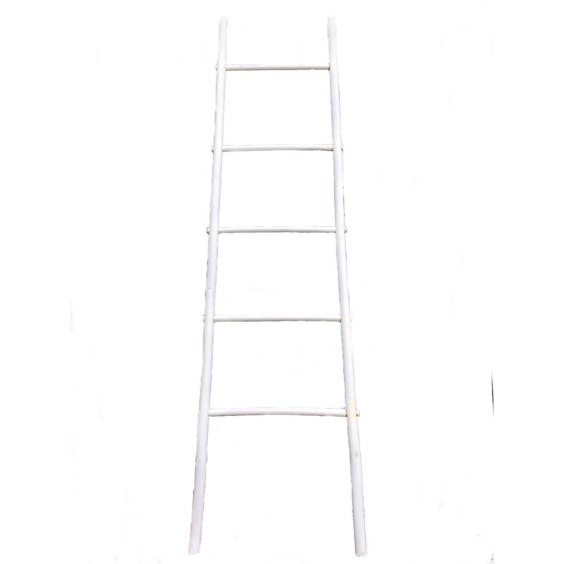 Porte-échelle en bambou acajou 6 pi, Blanc