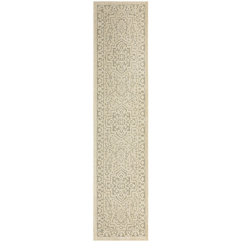 Gerritt Taupe Olive Outdoor Rug, Runner 2' x 6'