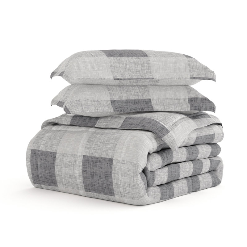 Gingham Microfiber All Season Down-Alternative Comforter, Twin / Twin XL 