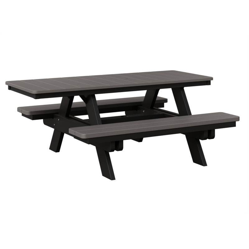 Berlin Gardens Ada Rectangular Picnic Table, Light Gray Top/Black Base