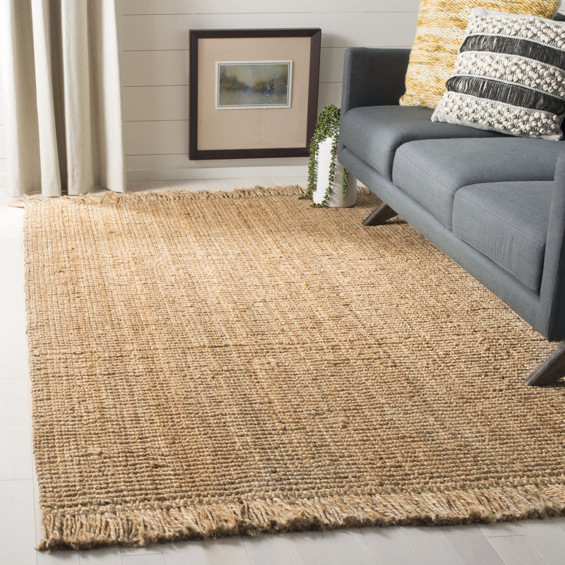Heathfield Natural Hand-Knotted Brown Rug, Rectangle 4' x 6'