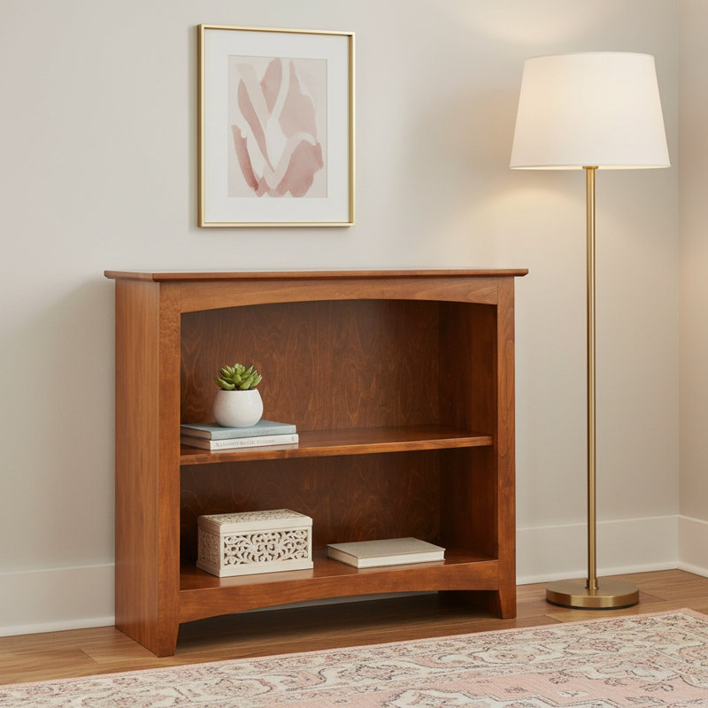Malani 36" H Solid Wood Classic Bookcase, Antique Cherry, (2 Shelves) 29"H x 31.75"W x 12.875"D