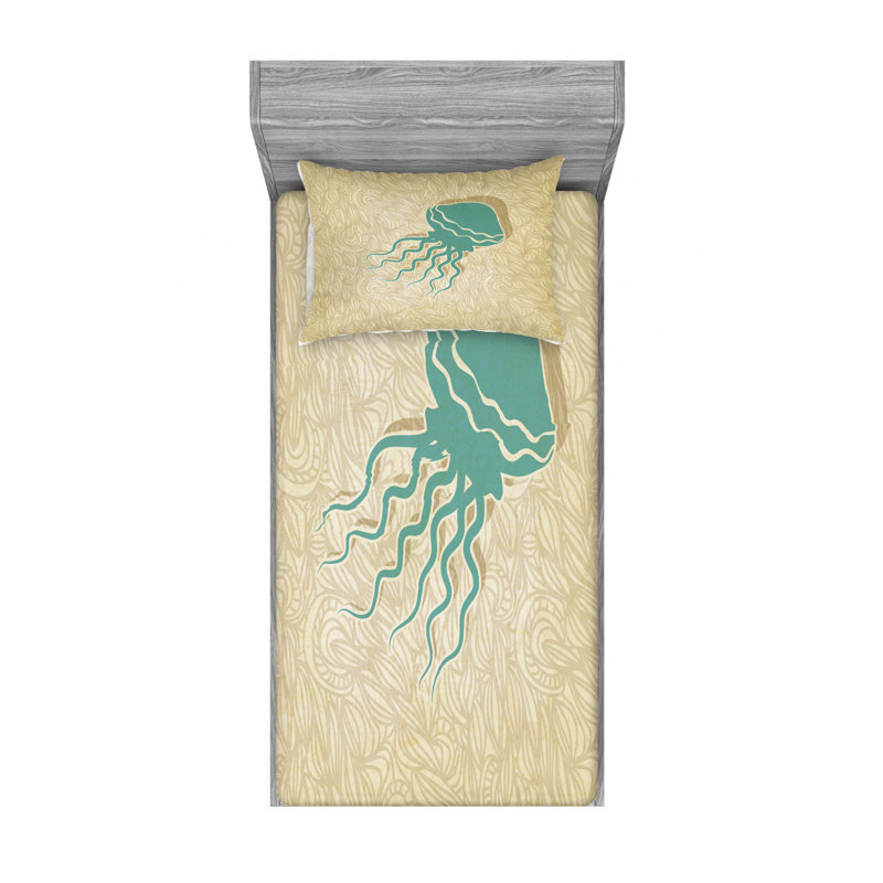 Jellyfish Microfiber Sheet Set, Twin XL Sheet Set + Fitted Sheet + 1 Pillowcase