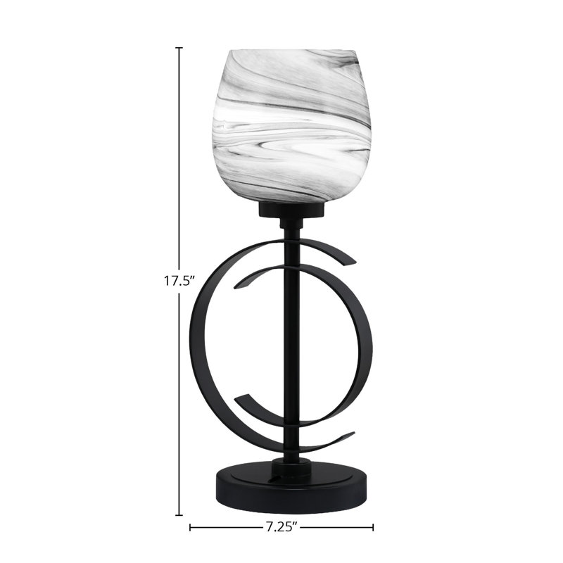 Lampe de table en acier inoxydable Vyshnavi, Noir mat