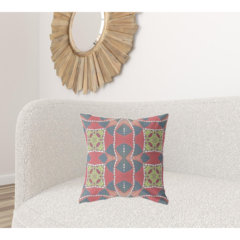 Housse et insert de coussin décoratif 20 po x 20 po à fermeture à glissière intérieure bleue et rose