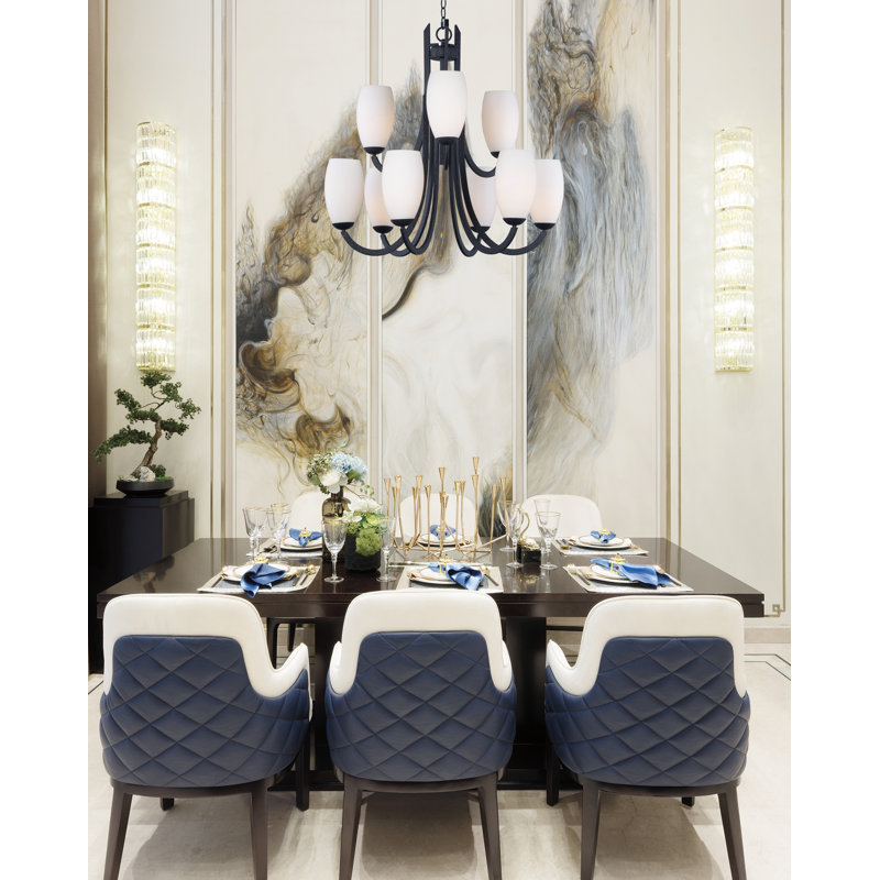 Fudo 9 - Light Dimmable Tiered Chandelier, Textured Black