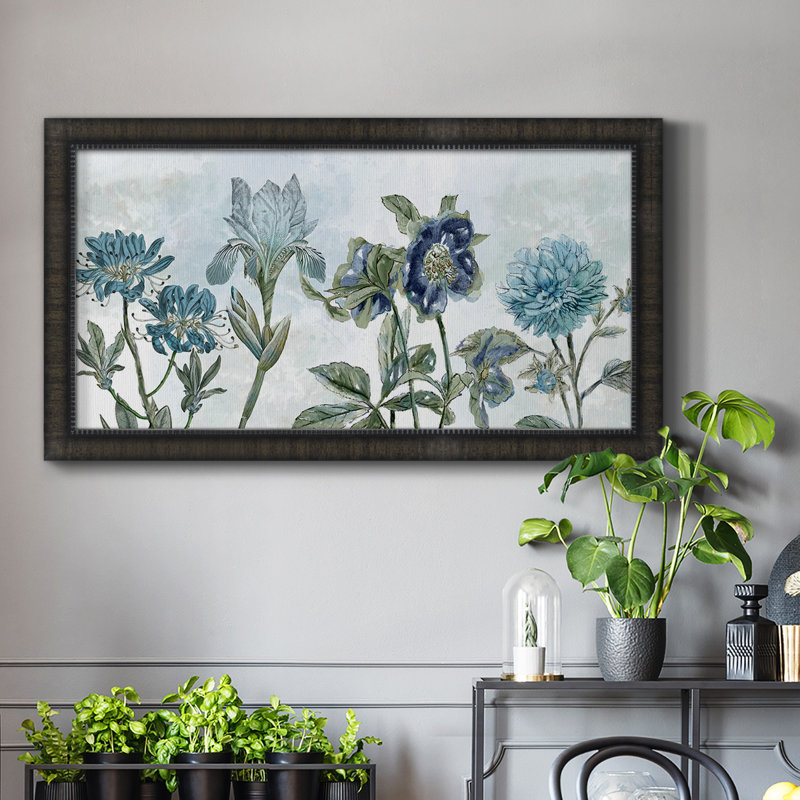 «Vintage Shades of Blue», peinture sur toile à cadre unique, H 29 po x l 53 po x P 1 po
