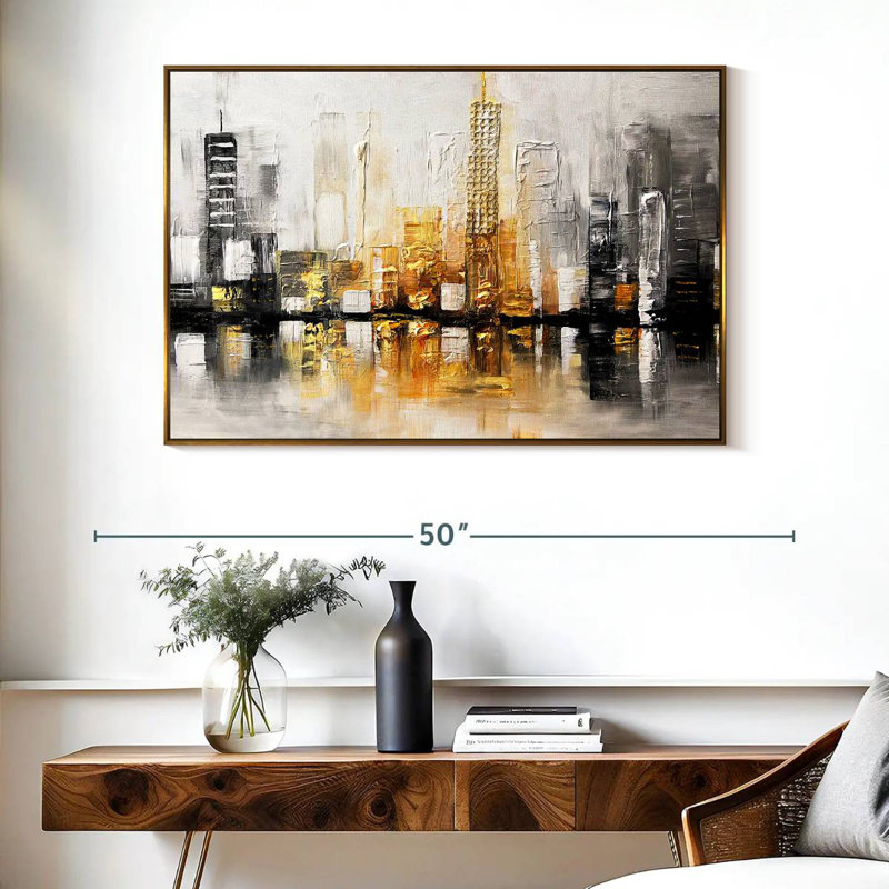 City View I, Cadre flottant doré, 40 po x 27 po