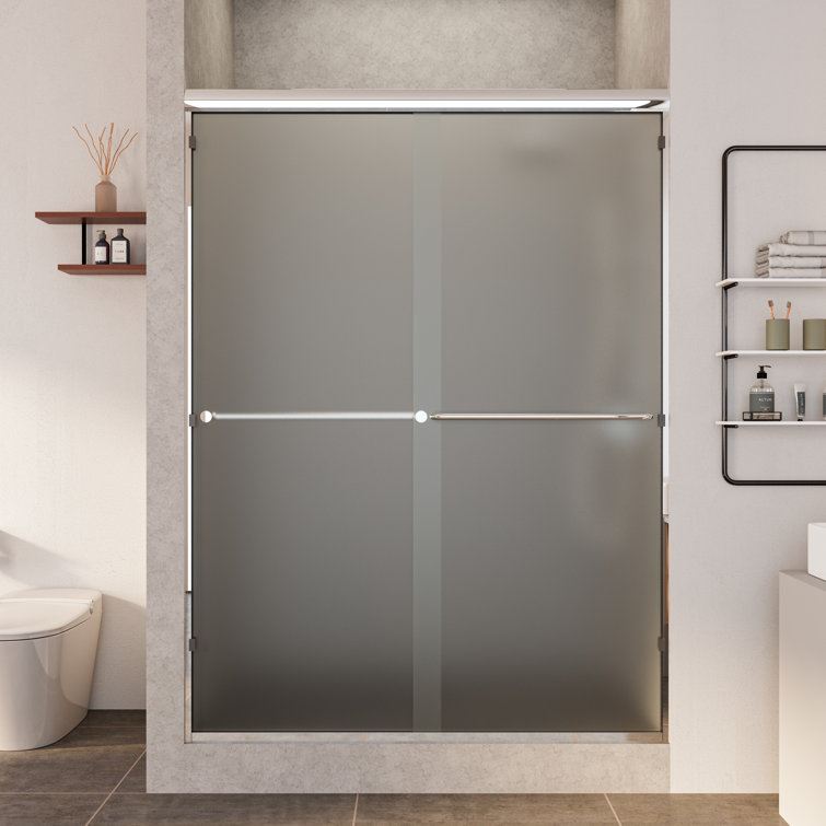 60 " W x 70" H Reversible Frameless Shower Door with Two Handles