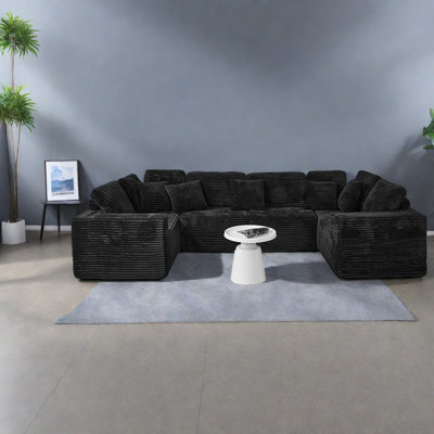 Modern Compression Sectionals, Large Corduroy U Shaped Sofa For Home