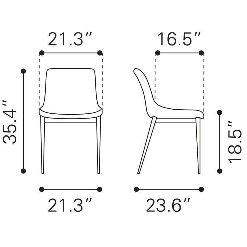 Chaise de salle à manger Magnus (ensemble de 2) brun et noyer, Blanc / Blanc