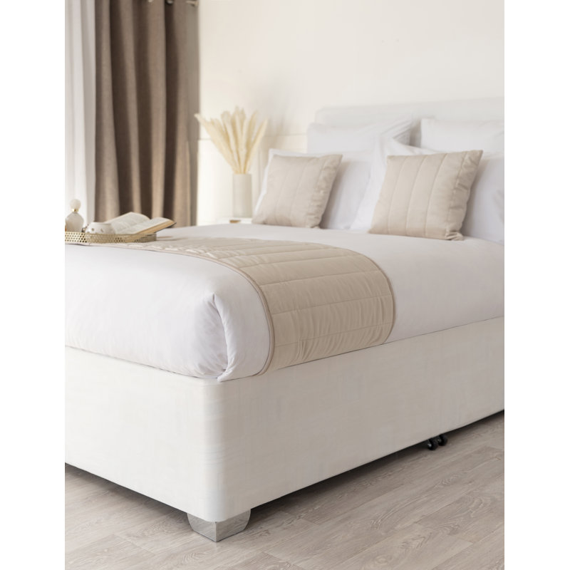 Faux suede Base wrap valance, Double (4'6), White