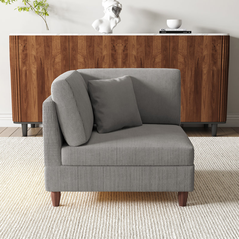 Mordecai 95Cm Wide Side Chair, Light Grey Corduroy