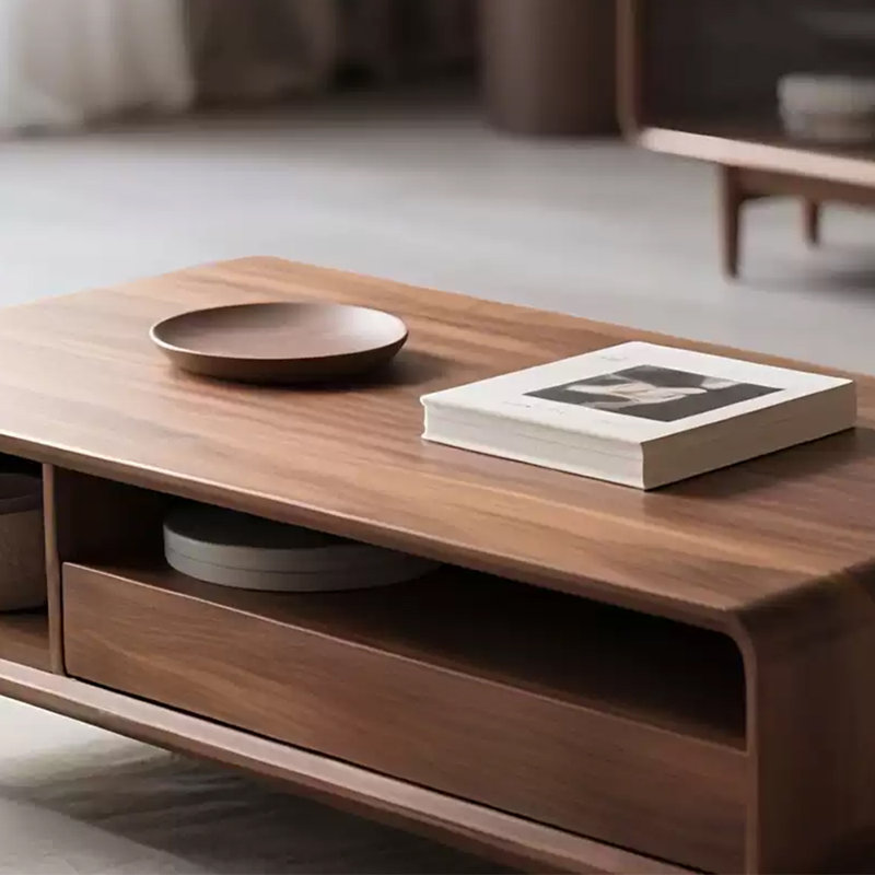 Nouvelle table basse en noyer de style chinois, H 17,71 po x L 55,11 po x l 23,62 po