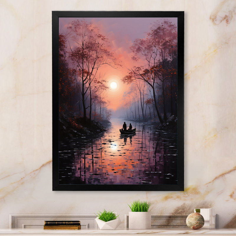 Canal Mystical Journey Pointillism I sur toile, Cadre photo noir, H 20 po x l 12 po x P 1 po