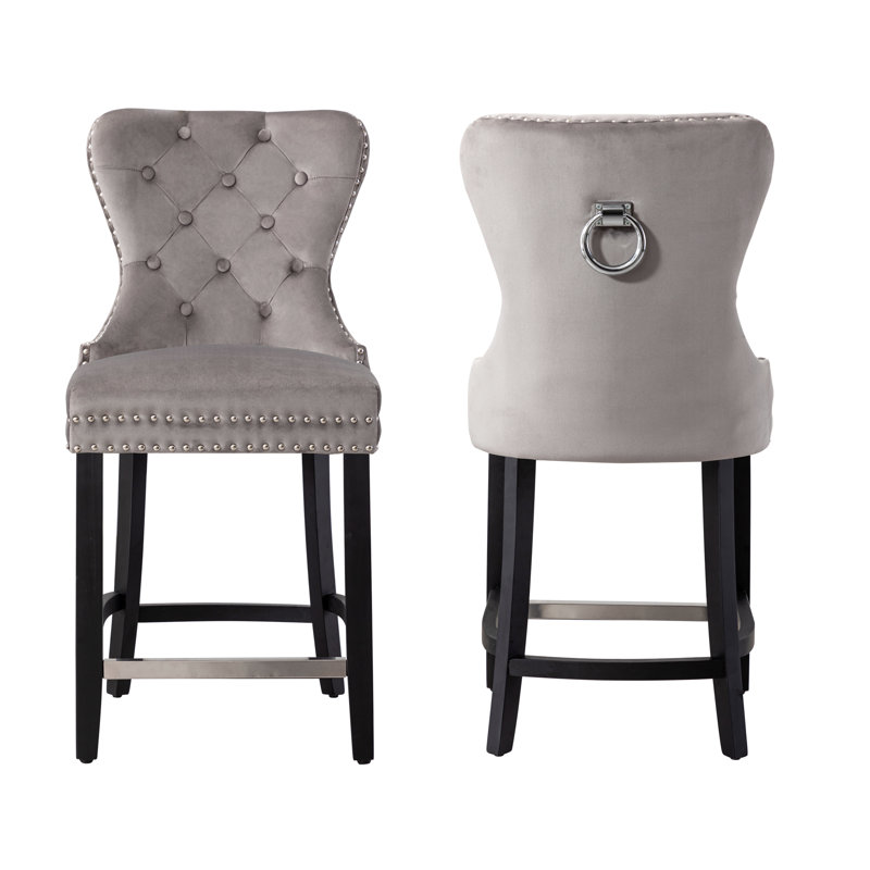 Tabouret de bar et de comptoir Kirsten, Tabouret de comptoir (siège d’une hauteur de 24, Gris, Noir