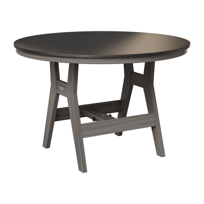 Table de bar ronde 48 po Berlin Gardens Harbor, Noir martelé, Gris côtier, H 38,87 po x l 48 po x P 48 po