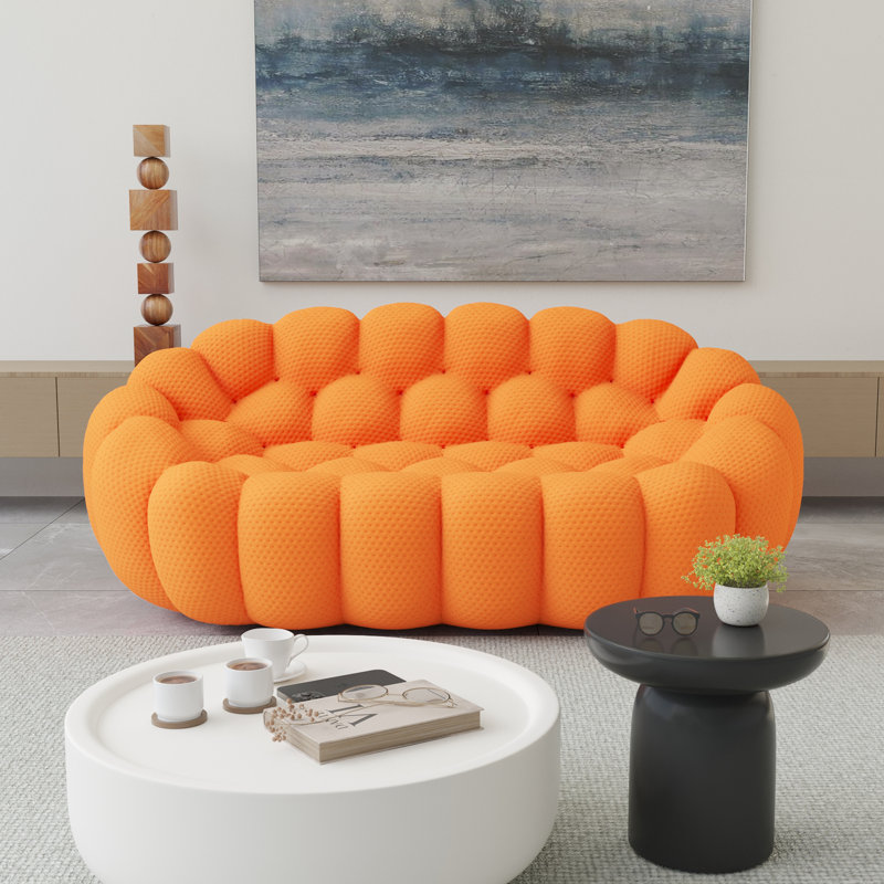 Canapé rembourré Cenie, sans assemblage requis, Orange, H 30,71 po x l 78,74 po x P 42,52 po
