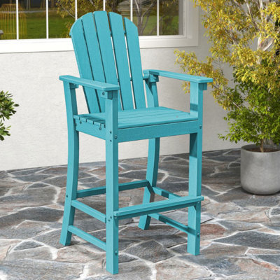 Beachcrest Home™ Outdoor Hdpe Bar Height Stool Patio Tall Chair Armrest Footrest All Weather by Beachcrest Home