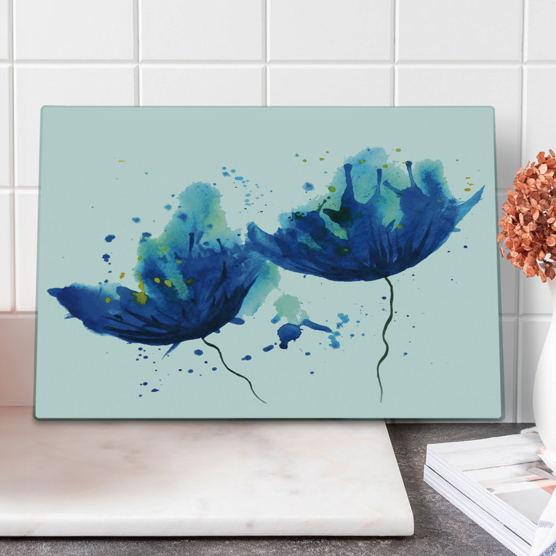 Planche à découper bleu Ambesonne, grande taille, aquarelle, art floral moderne, bleu pâle et bleu