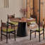 Table de salle à manger ronde en bois manufacturé de couleur châtaignier-228176185