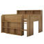 Lit mezzanine double avec bureau et cadre de lit mezzanine en bois avec DEL et plusieurs tablettes de rangement-446076410
