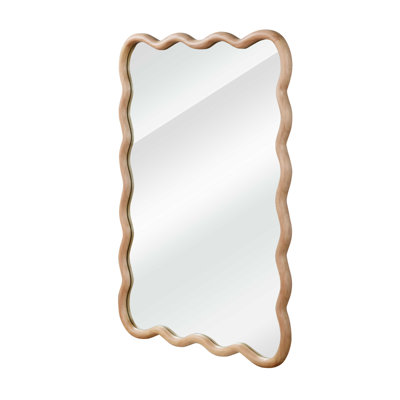 White 20"X30" Wavy Rectangle Solid Wood Frame Decorative Mirror,For Bedroom, Bathroom, Living Room, Entryway